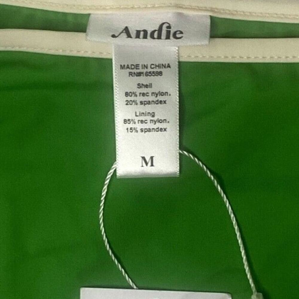 NWT Andie The Bells 90's Medium Rise Bottom Swimsuit Bottom Piping M Green #3308 - Picture 7 of 15